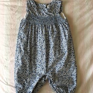 Ralph Lauren Blue Floral Smocked Romper